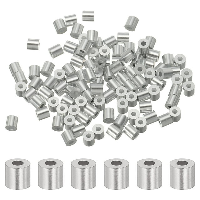 Manga de bucle de crimpado de aluminio Uxcell, manguitos de crimpado redondos para cable de acero de 0.05 pulgadas