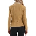 thumbnail image 3 of INSPIRE CHIC Women's Faux Suede Blazer Long Sleeve Lapel Collar Button Jacket S Khaki, 3 of 6