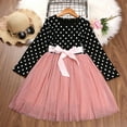 thumbnail image 4 of Kids Toddler Girl Polka Dotted Multilayer Ruffled Long Sleeve Tutu Party Dresses, 4 of 10