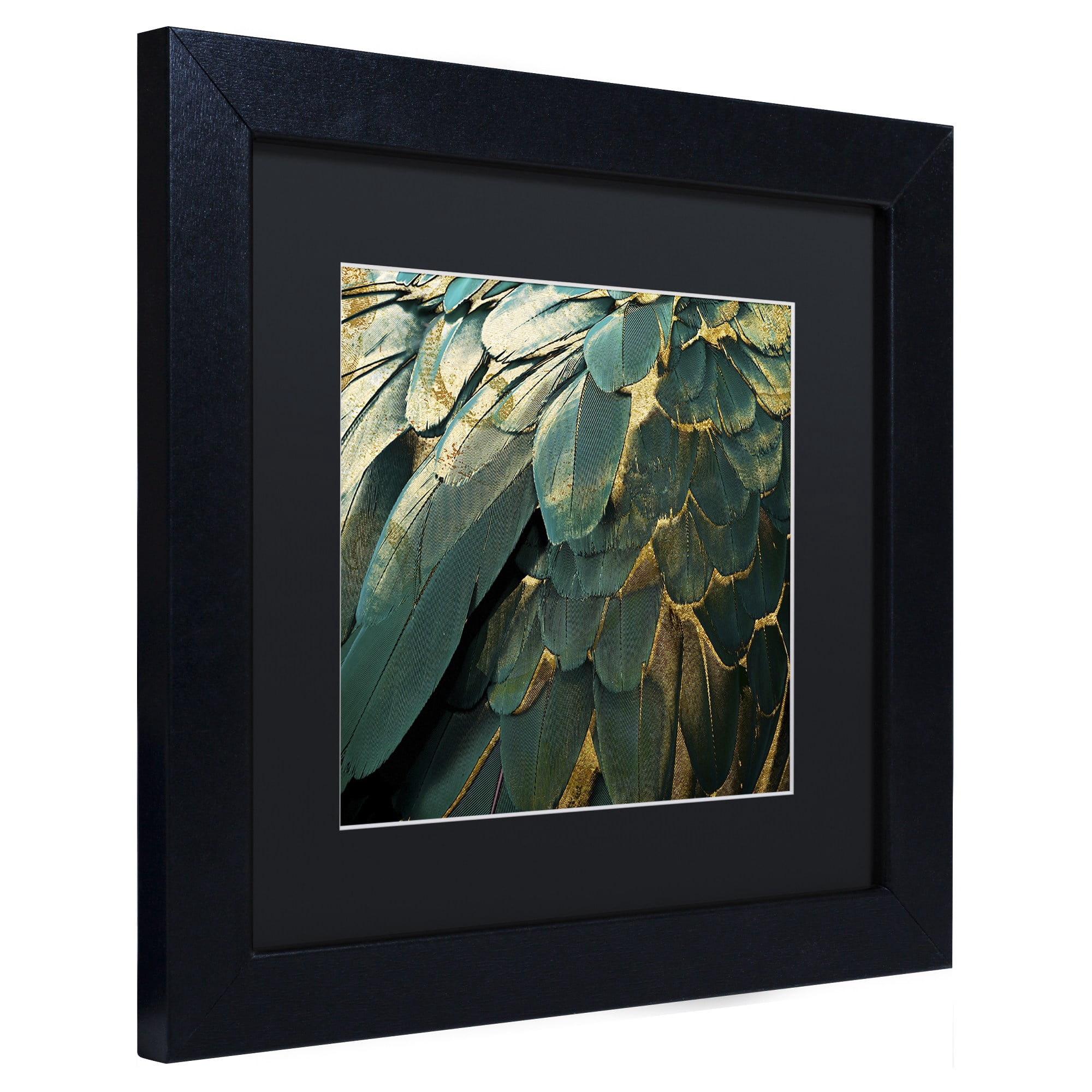 Trademark Fine Art "Feather Glitter" Canvas Art by Color Bakery, Black Matte, Black Frame