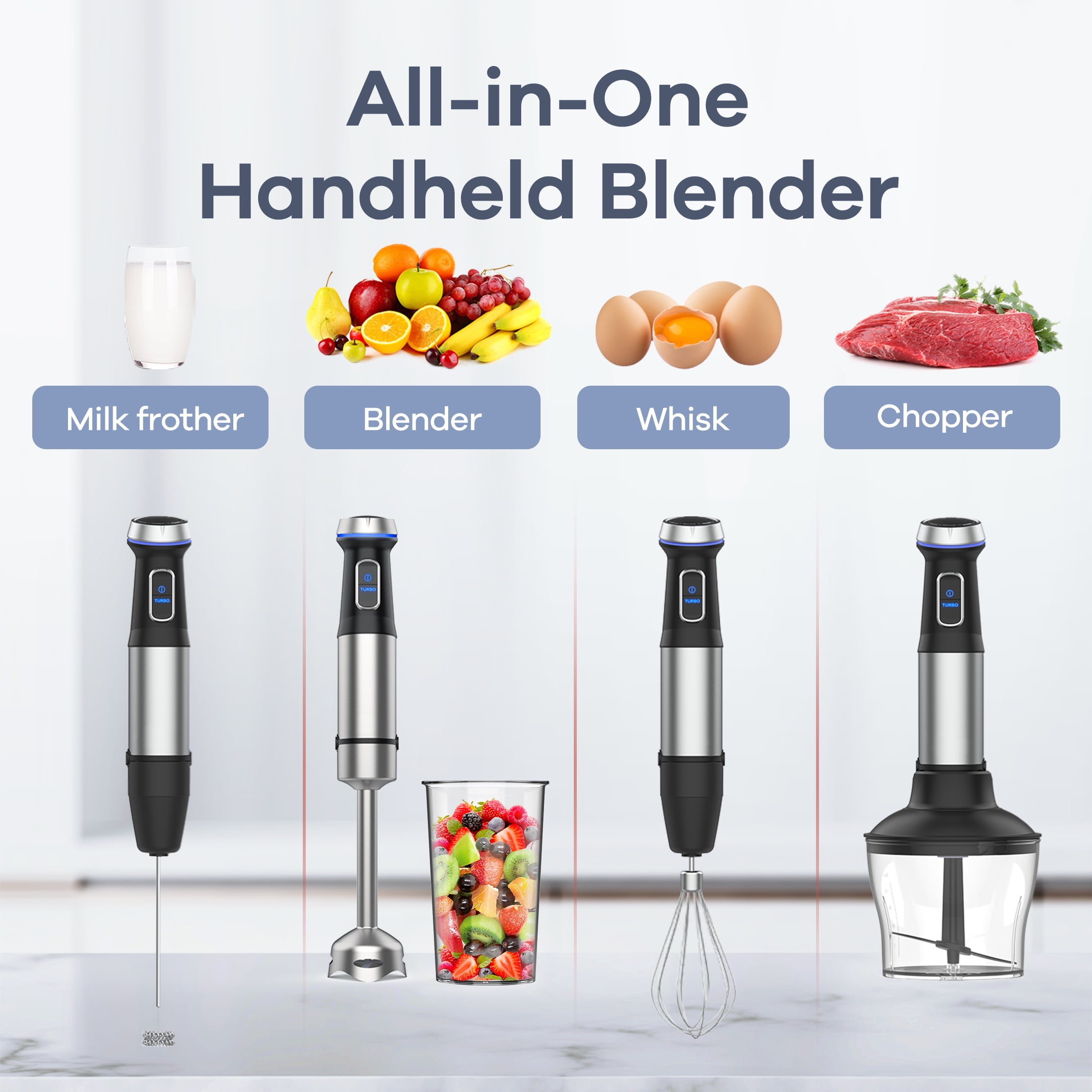 Ganiza 5-in-1 Handheld Immersion Blender, 16 Speeds, 1000W Motor