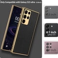 thumbnail image 2 of Compatible Samsung Galaxy S23 Ultra Leather Case,Electroplate Leather with Plating Soft Silicone TPU Shockproof with with Camera Protection Bumper Case for Galaxy S23 Ultra Phone Case-Black, 2 of 14