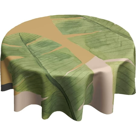 

WISH TREE Tropical Table Cloth Banana Leaves Table Cover Green Round Tablecloth for Indoor Outdoor Decor