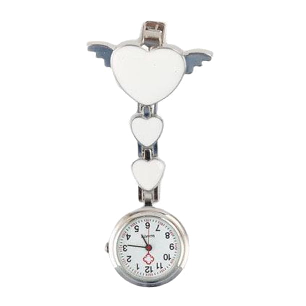 Sonducket Reloj de bolsillo para mujer, portátil, con patrón de dibujos animados, Clips colgantes para ropa, relojes, reloj de tiempo delicado, Relojes Blanco
