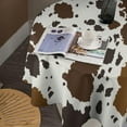 thumbnail image 4 of Rustic Cowhide Tablecloth,Western Farm Animal Theme Brown Black Cow Fur Round Table Cover for Kitchen Dining Birthday Party Holiday Buffet 60x60in, 4 of 6