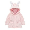 thumbnail image 2 of Odeerbi Baby Boys Girls Coats Outerwear Jackets Toddler Solid Color Plush Cute Rabbit Ears Winter Hoodie Thick Coat, 2 of 4