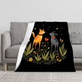 thumbnail image 2 of Cozy Flannel Blanket with Whimsical Cartoon Dogs in a Garden - Soft Warm Perfect for Sofa Travel Bed or Chair, 2 of 7