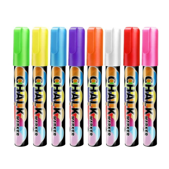 6mm Colorful Erasable Liquid Chalk Markers | Dustless Water-Based Wet Erase Pens for Blackboards, 2ML Ink Capacity, Erasable Chalkboard Markers for Classroom, Home, and Office, Vibrant Color Markers
