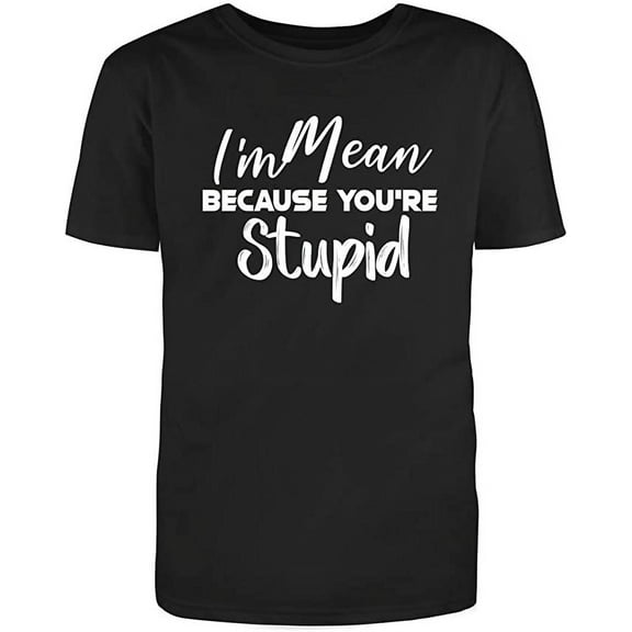 RedBarn "I'm Mean Because You're Stupid Men's Cotton T Shirt Black Small