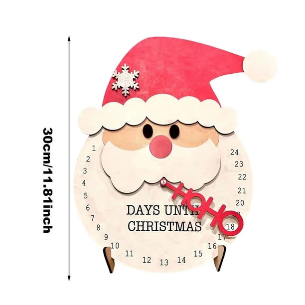 Calendario de Adviento colgante de Navidad para 24 días, decoración de cuenta regresiva de Navidad, Papá Noel rojo y blanco, copo de nieve, alce, diseño de madera