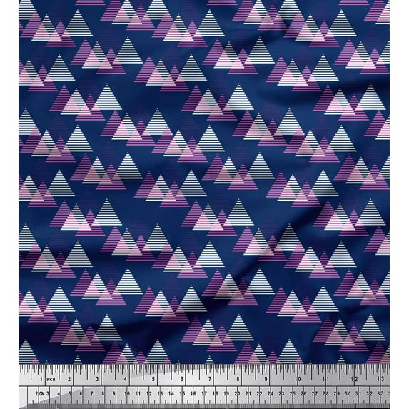 Soimoi Rayon Crepe Fabric Triangle Small Print Fabric by The Yard 46 Inch Wide