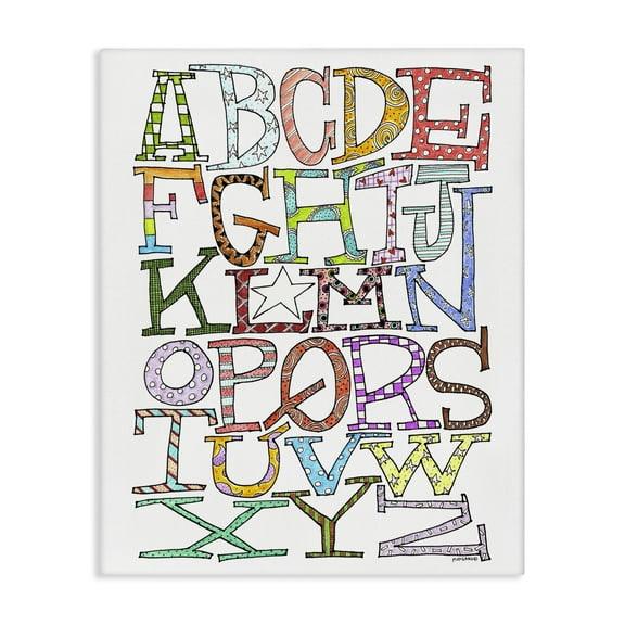 Stupell Industries Whimsical Patterned Letters Novelty Painting Gallery Wrapped Canvas Art Print Wall Art, 16 x 20