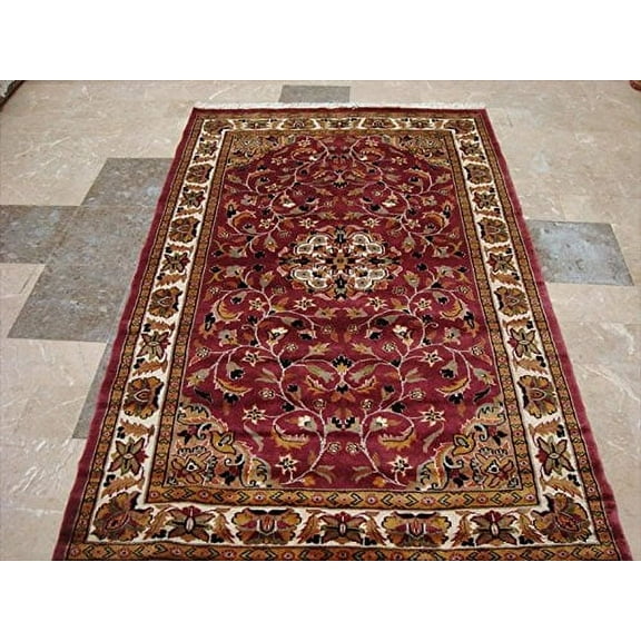 AL AHMEDANI LINEN Wow Love Beauty Floral Oriental 6 x 4 Area Rug - Hand Knotted Wool Silk Carpet with Elegant Floral Patterns, Rare Decorative Rug for Living Room, Bedroom
