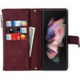 thumbnail image 5 of Fit Samsung Galaxy Z Fold 3 5G Case Wallet with S Pen Holder for Women,Crossbody Phone Case for Samsung Galaxy Z Fold 3 with Card Holder,Lanyard Strap Zipper PU Leather Case, Burgundy, 5 of 14