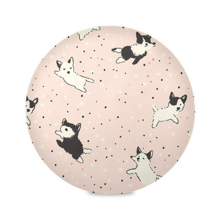

15.4inch Round Placemats DIY Printing Design Suitable for Kitchen Table Party Decoration A Pattern Of Small Dogs