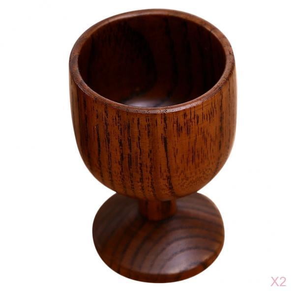 Wooden Goblet Red Wine Cup Primitive Handmade Coffee Cup Handcrafted 13cm 