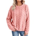 thumbnail image 3 of Pajamas Dqueduo Women's Thick Fleece Cable Knit Long Sleeve Top – Cozy Winter Homewear Pink Free Size, 3 of 10