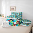 thumbnail image 6 of Homewish Dog Paw Prints 7pcs Queen Bedding,Retro Hippie Pet Bedding Comforter Set Queen,Green Blue,Polkadot Reversible, 6 of 8
