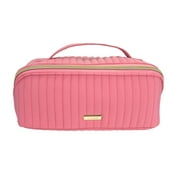 Conair Pink Quilted Fold-Flat Organizer, Travel Clutch with Gold-Tone Hardware