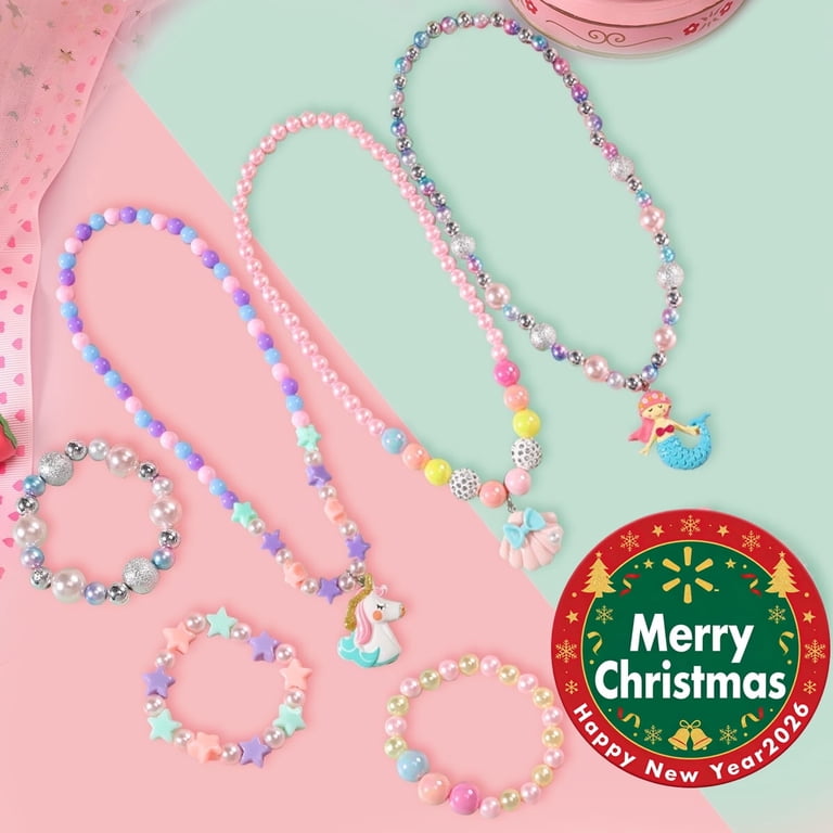PinkSheep Unicorn Themed Kids Jewelry Set - Necklace, Bracelet for