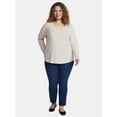 thumbnail image 6 of (2 pack) Terra & Sky Women's Plus Size V-Neck Tee with Long Sleeves, Sizes 0X-5X, 6 of 6