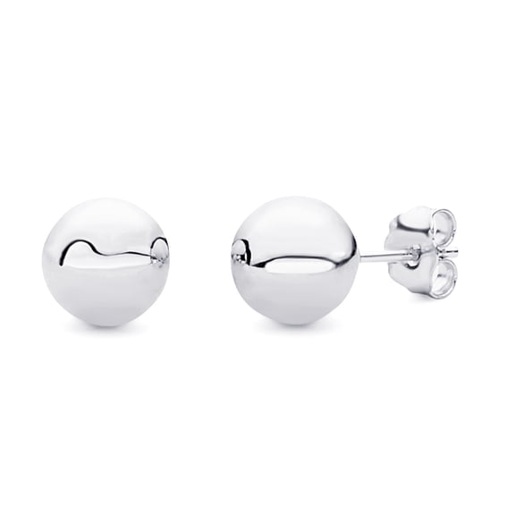 14k REAL White Gold 7mm Ball Stud Earrings with Push Backs