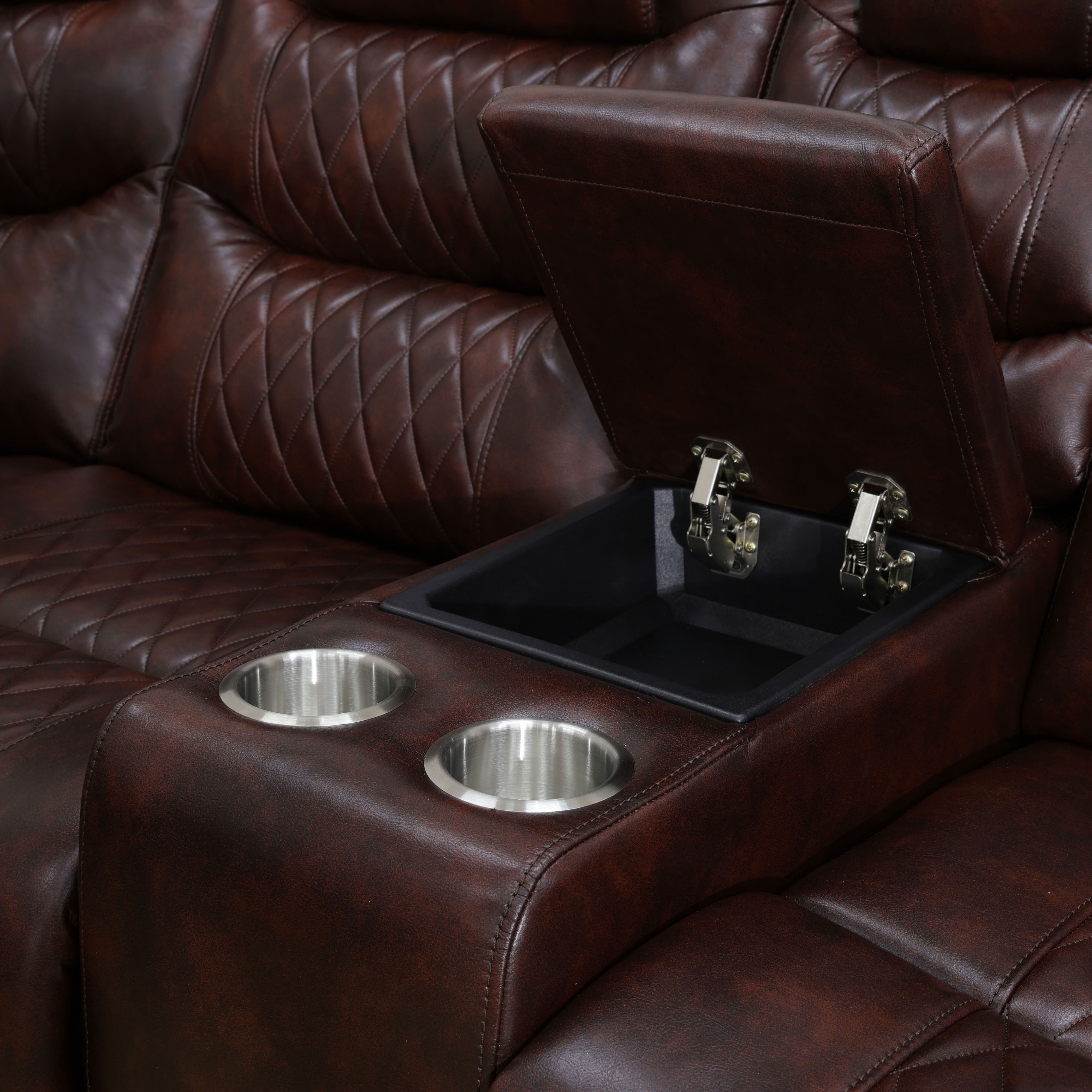 MAYEERTY Power Reclining L-Shaped Sectional Sofa, Leather Recliner with USB Charging, LED Lights & Storage