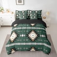 thumbnail image 2 of Homewish Green Aztec Bedding Comforter Set 7 Pieces, Bohemian Geometric Full Bedding Set, Rustic Lodge Cabin Farmhouse Fitted Sheet Flat Sheet, Ultra Soft Home Decor, 2 of 8