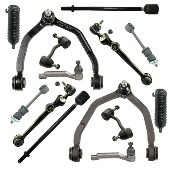 14 Pc Complete Suspension Kit Upper & Lower Control Arms with Ball Joints Front & Rear Sway Bars Links Tie Rod Linkages Rack & Pinion Bellow Boots Fits select: 1993-1997 FORD THUNDERBIRD