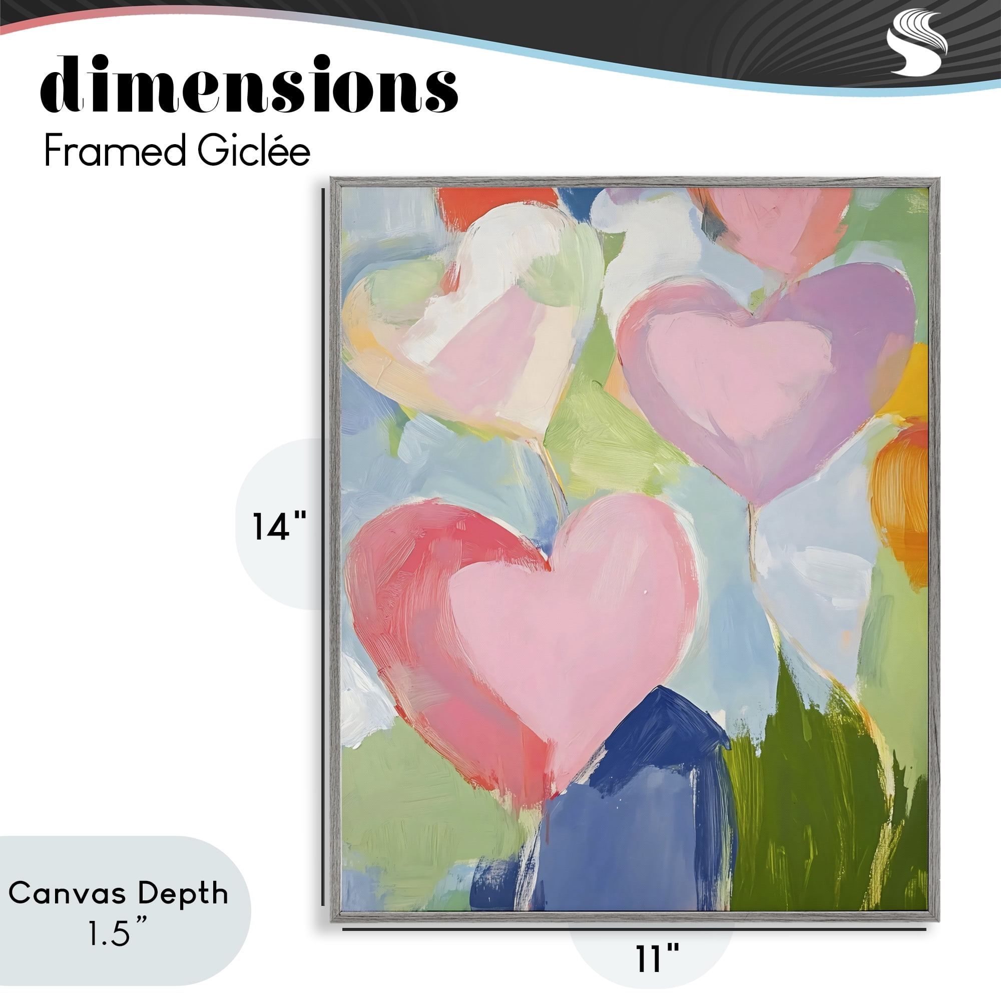 Stupell Industries Pink Hearts Abstraction Gray Framed Giclee Art, design by The Prints Vibe