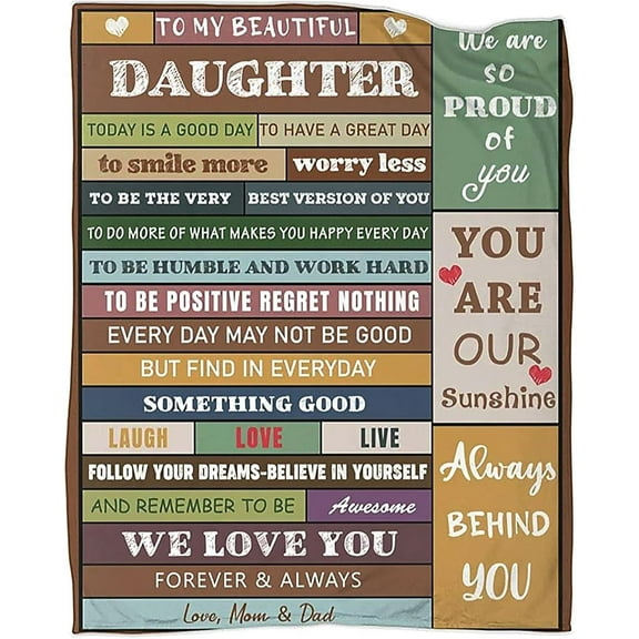 XZYG to My Daughter Blanket from Mom Dad Flannel Throw Blankets for Couch Bedroom Sofa Warm Girl Birthday Gifts(30*40inch)