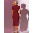 thumbnail image 3 of Vestido Midi Elegante Allegra K Ajustado con Escote Corazón Dividido borgoña XL, 3 of 6