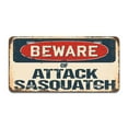 thumbnail image 1 of SignMission A-LP-04-174 Beware of Attack Sasquatch Aluminum License Plate, 1 of 1