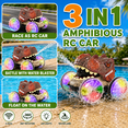 thumbnail image 3 of JoyStone Dinosaur Amphibious Remote Control Car for Water & Land with Water Machine, RC Monster Truck Toys with LED Lights, 360° Spins and Drifting for Boys Girls, Brown, 3 of 8