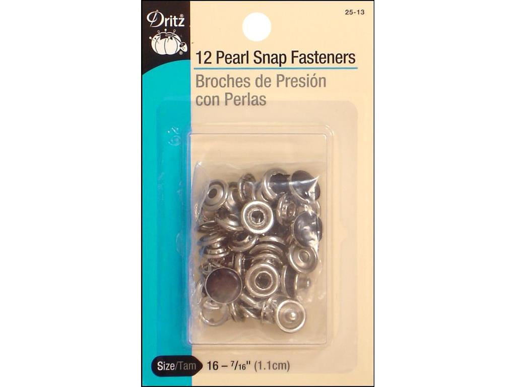 #11076 Size 16 Dritz Pearl Snap Fasteners Pack of 12 7/16"
