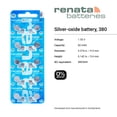 thumbnail image 3 of Renata RENATA-380-MP 82mAh 1.55V Silver Oxide Coin Cell Battery, Tear Strip, 3 of 8