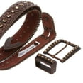 thumbnail image 3 of 1 1/2" Snap On Western Cowgirl Brown Faux Alligator Rhinestone Studded Leather Belt, 3 of 4