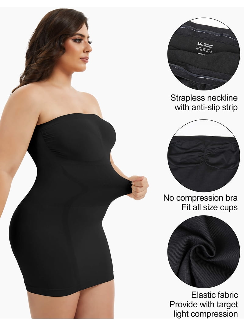 MANIFIQUE Plus Size Strapless Shapewear for Women Full Slip shapewear dress  Tummy Control slip for women under dress - Walmart.com