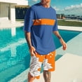 thumbnail image 2 of Ensemble Blouse à Manches Courtes à Col Rond à Imprimé Hawaïen et Shorts à Taille Élastique pour Hommes, Polyester, Tenue d'Été Décontractée, pour l'Extérieur et le Quotidien, 2 of 5