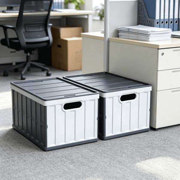 2 Pack 65L Collapsible Storage Bins with Lids, Stackable with Handles, Holds 84 lbs Each, Heavy Duty Plastic, Space-Saving Home Organizer