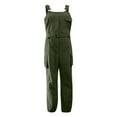 thumbnail image 3 of Lumento Women Jumpsuits With Pockets Romper Sleeveless Long Pants Ladies Leisure Leggings Casual Belt Cargo Pant Green S, 3 of 8