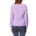 thumbnail image 3 of INSPIRAR CHIC Blusa de Manga Larga Sólida de Cuello Cuadrado para Mujeres, Casual, para el Trabajo y el Fin de Semana, Color Lila Claro, 3 of 6