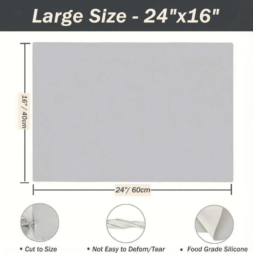 YEyangqi 16x24 Inch Silicone Mat, 1.2mm Thick Heat-Resistant Non-Slip Pad for Kitchen Countertop, Air Fryer, and Craft Table Protection