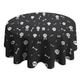 thumbnail image 4 of Halloween Skull and Bone Pattern Round Tablecloth 60"x60",Wrinkle Wipeable Table Cloth for Kitchen Dining Room Picnic Patio Party, 4 of 6