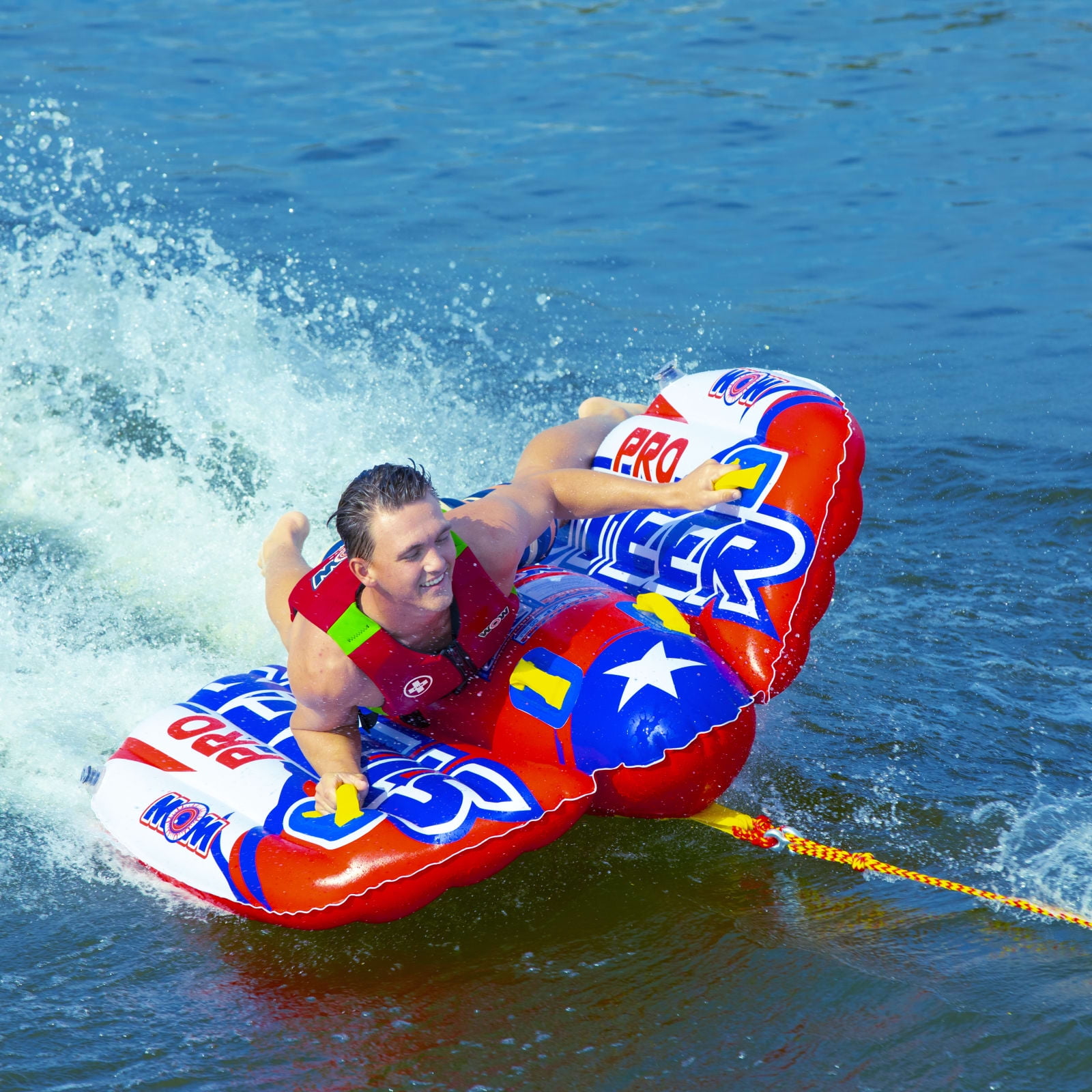 WOW Sports Watersports Pro Steer 1-Person Waterski Towable Tube for Boating