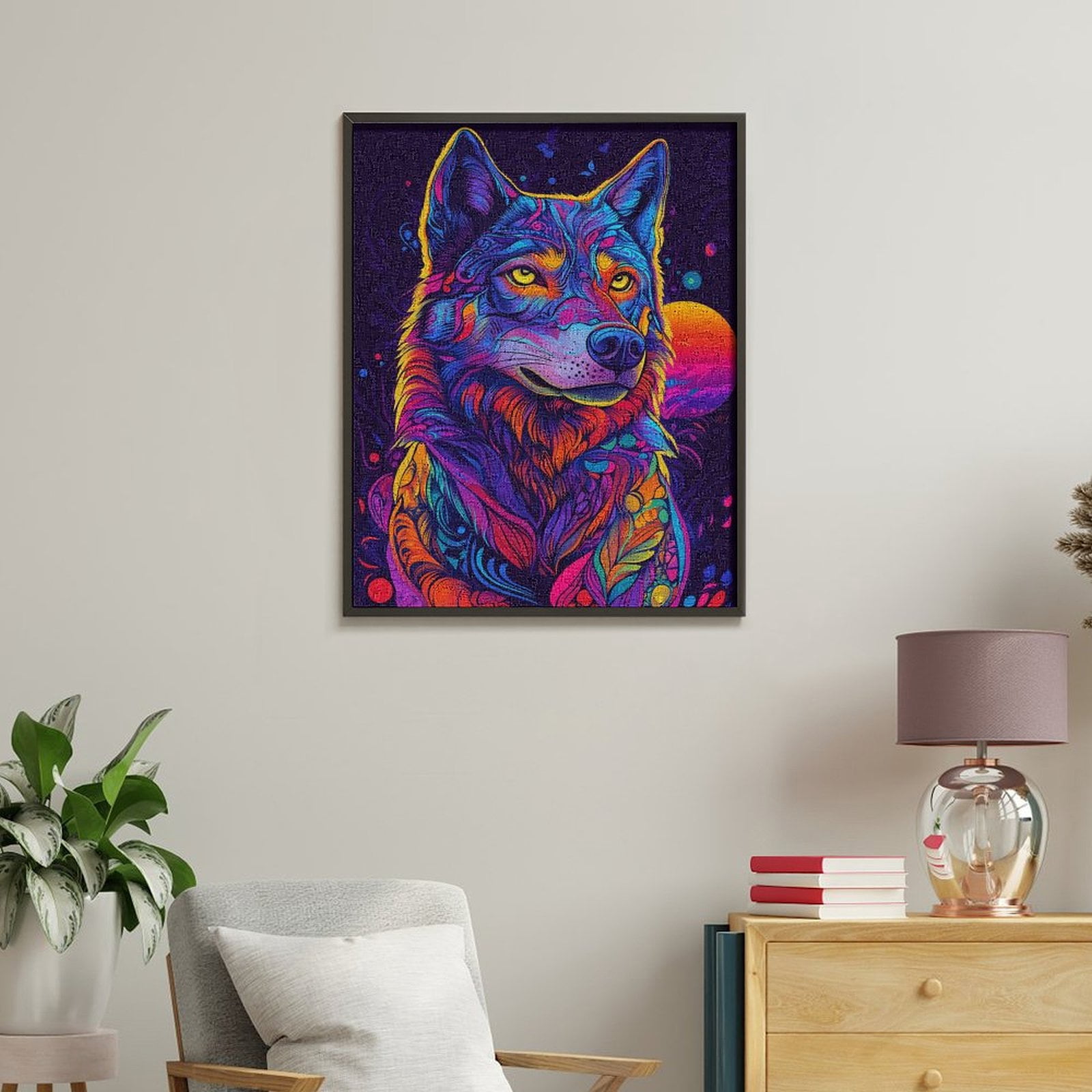 Paint By Numbers Kit for Adults Beginner - DIY Colorful Abstract Wolf Art Design Canvas Painting Kits for Adults, Frameless Paint By Number for Adults for Home Wall Decor 16x20 Inch