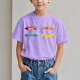 thumbnail image 2 of Hduncf Boy's Handsome Racing Car Print Short Sleeve Crewneck T-Shirts Top Tee Size 3-15 Years Toddler Boys T-shirt Purple 4 Years, 2 of 6