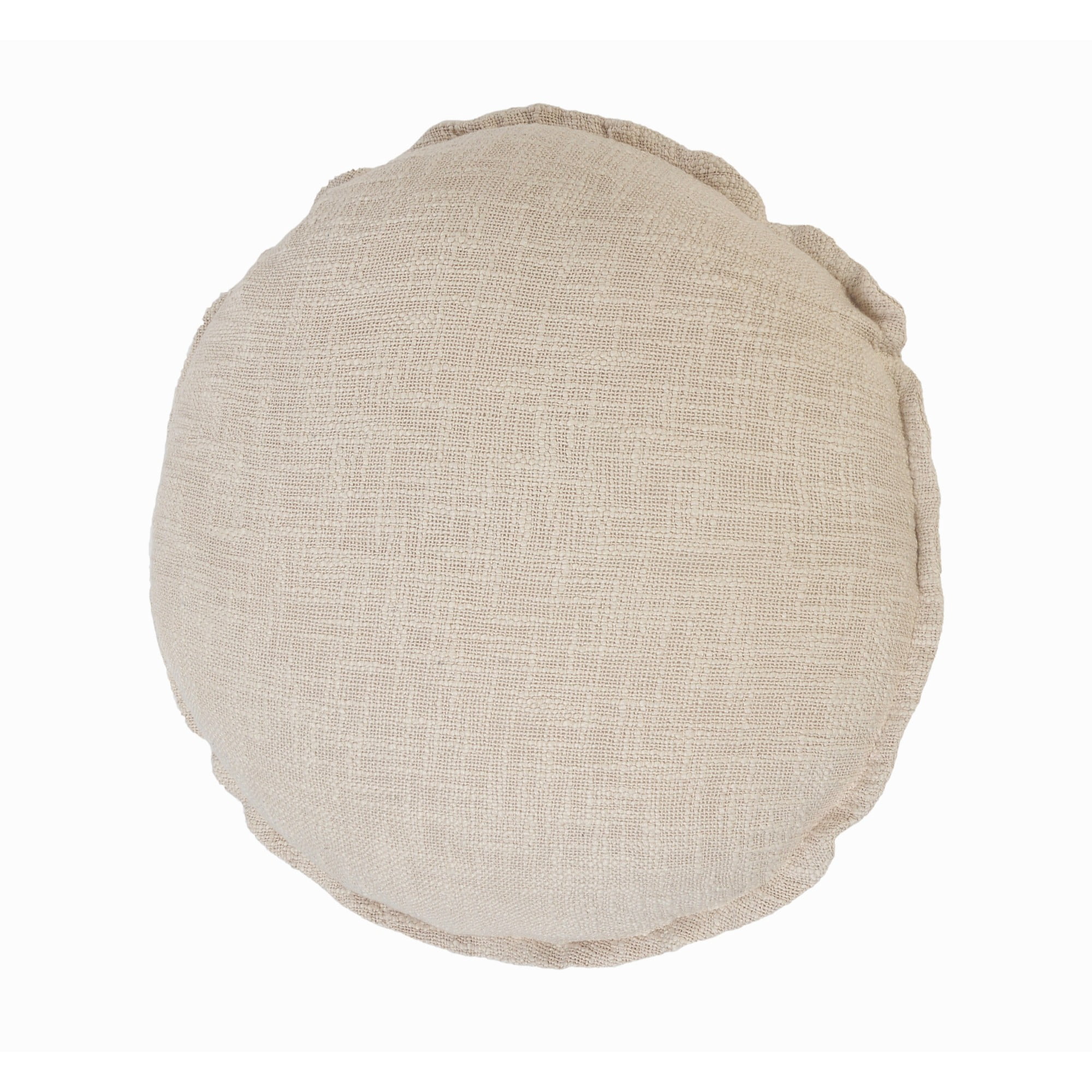 Laddha Home Designs Handwoven Over Tufted Solid Round Throw Pillow Cover - 20" - Beige