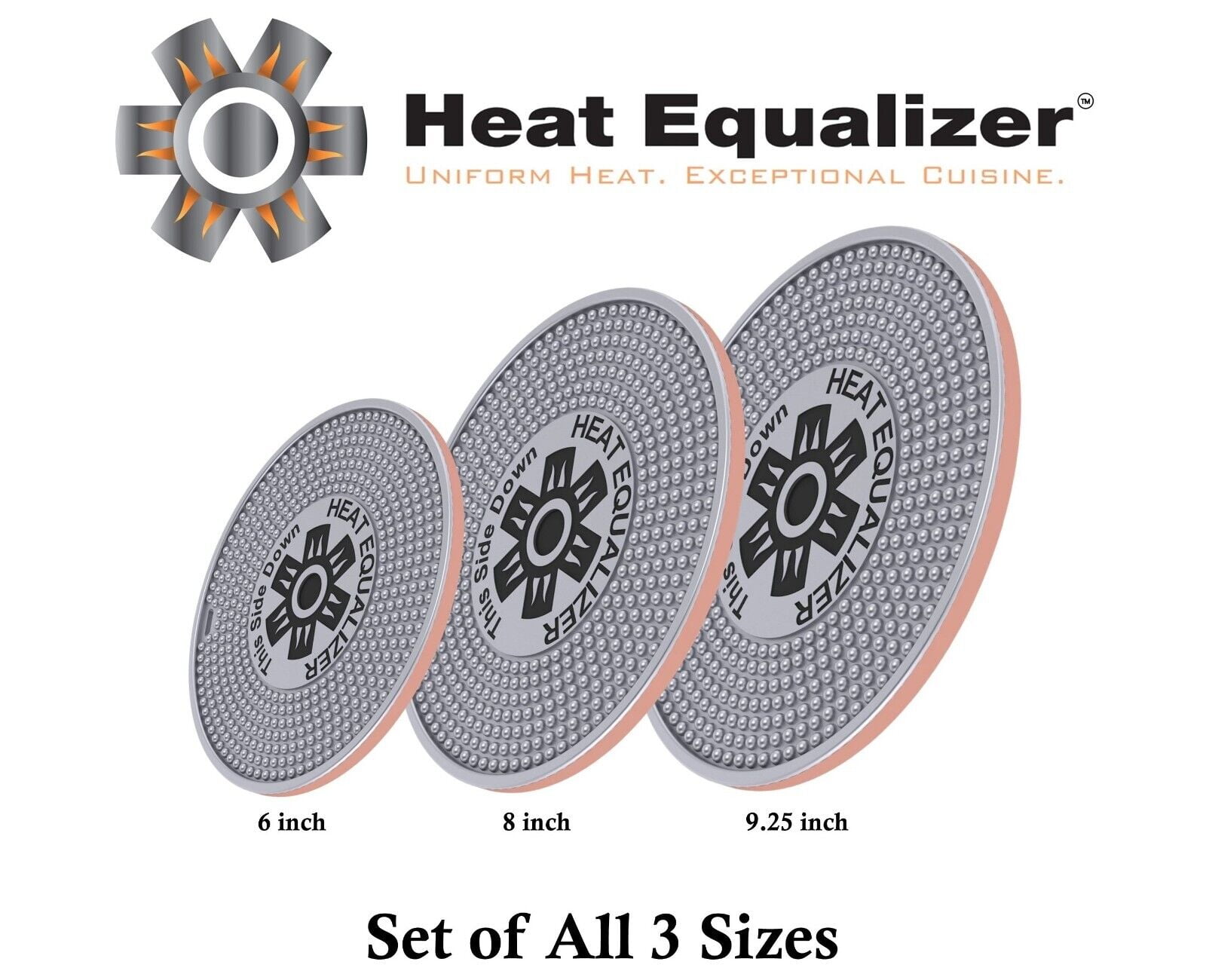 Set of 3 Heat Equalizer-Heat Diffuser for Gas Stoves 6”-8”-9.25 inch None Stick Copper finish – Aluminum & Copper Alloy Hot Plate for Even Cooking-Burner Cover & Simmer Plate