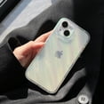 thumbnail image 3 of Clear Curly Wave Case for iPhone 15 6.1 inches,Water Ripple Phone Case Slim Shockproof Satin Glossy Cover for Girls Women Silicone 3D Non-Slip Case-Laser Transparent, 3 of 12